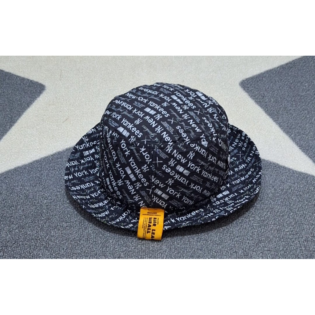 Topi bucket hat fullprint mlb ny yankees hitam black preloved 2nd seken sekon secon pl bekas ori