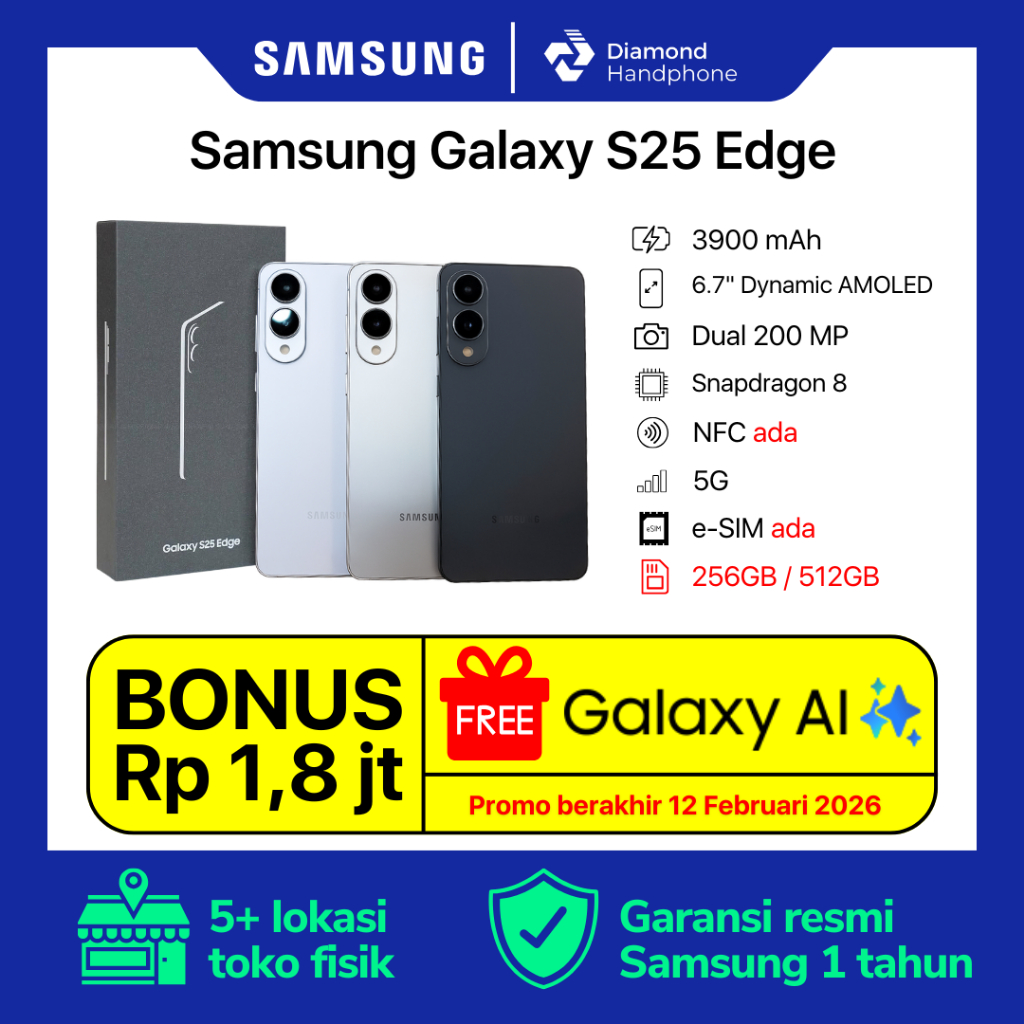 Samsung Galaxy S25 Edge 12/256 12/512 12/256GB 12/512GB 12GB 256GB 512GB Garansi Resmi