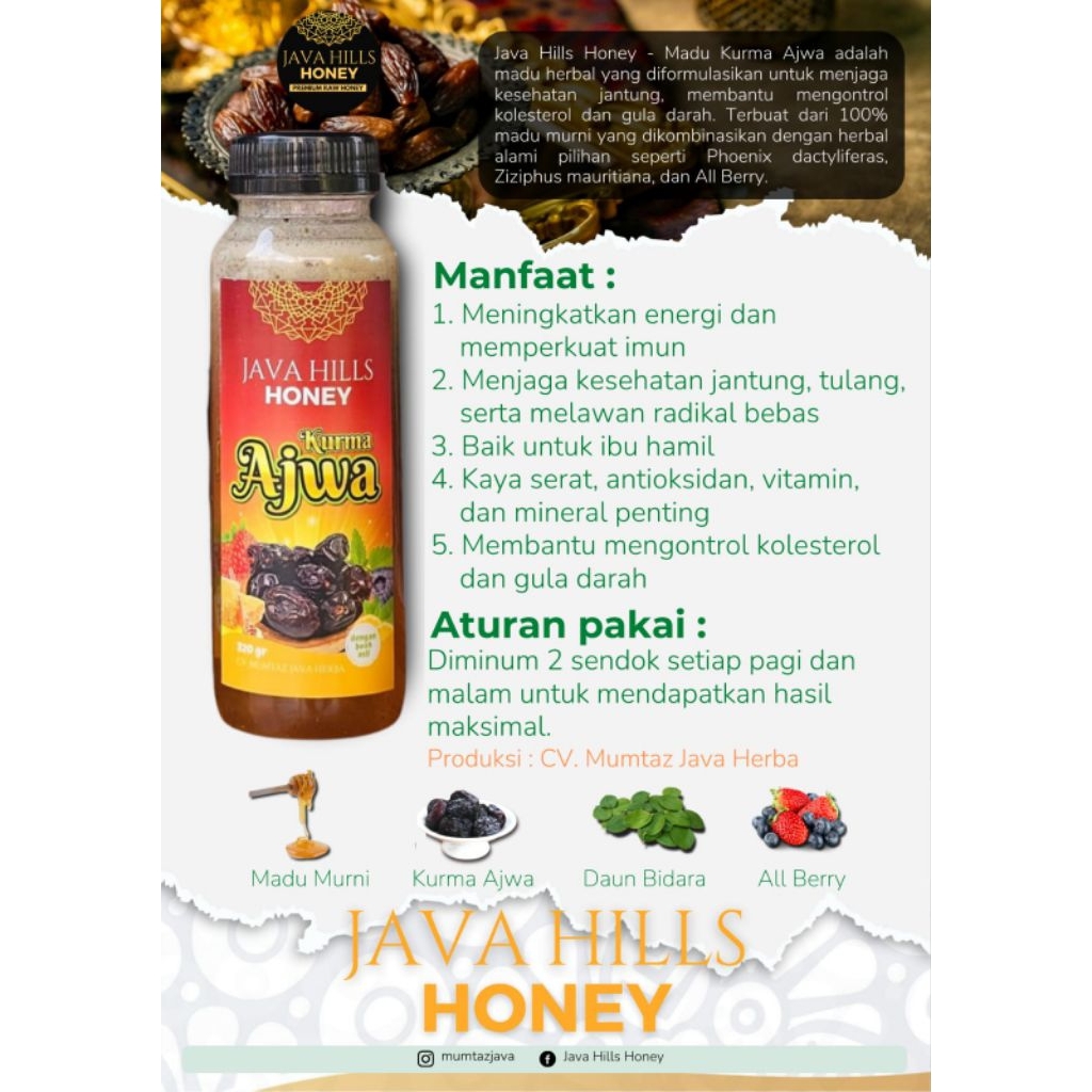 Madu Kurma Ajwa Java Hills Honey 320gr | JavaHills Honey