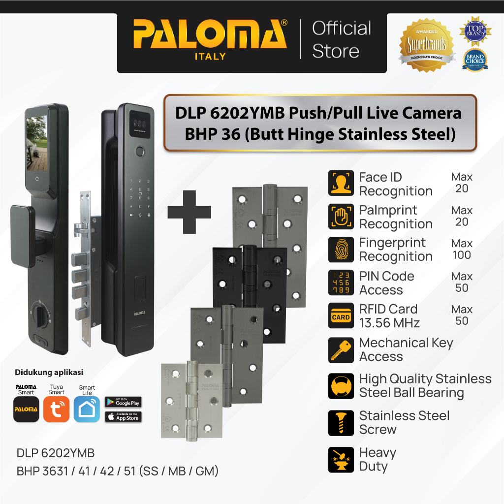 PALOMA Paket Smart Lock Kunci Pintu Digital Lock Smart Home 3D Face ID FaceID Palmprint Recognition 