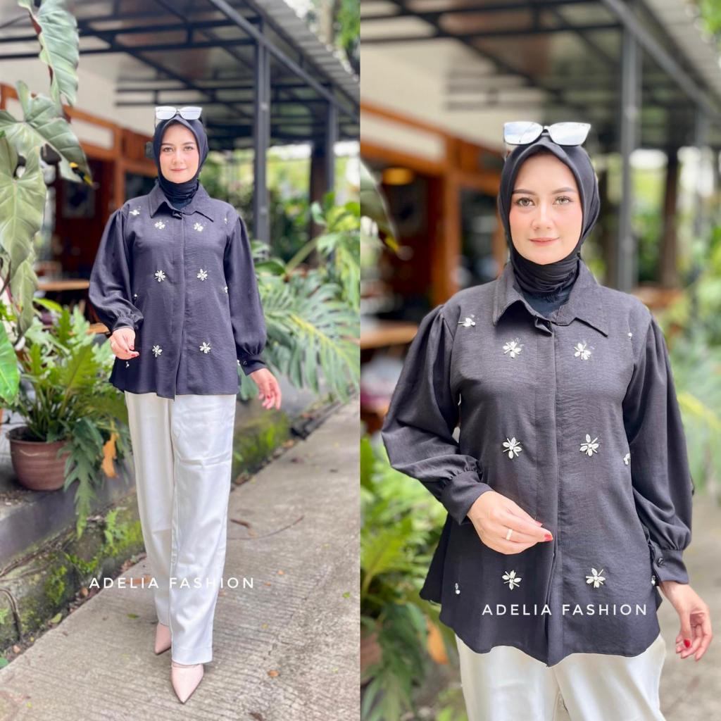 ADL - BAJU ATASAN KEMEJA CELIN CRINGKEL AIRFLLOW PREMIUM MOTIF PAYET MUTIARA ATASAN WANITA TERBARU