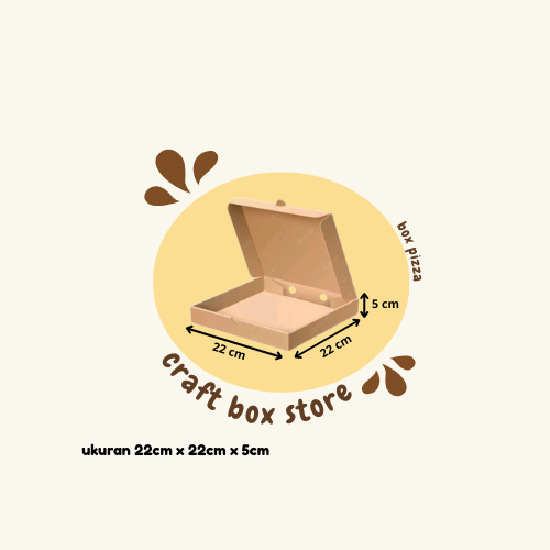 Kardus / Kotak Box Pizza Ukuran 22x22x5 Cm