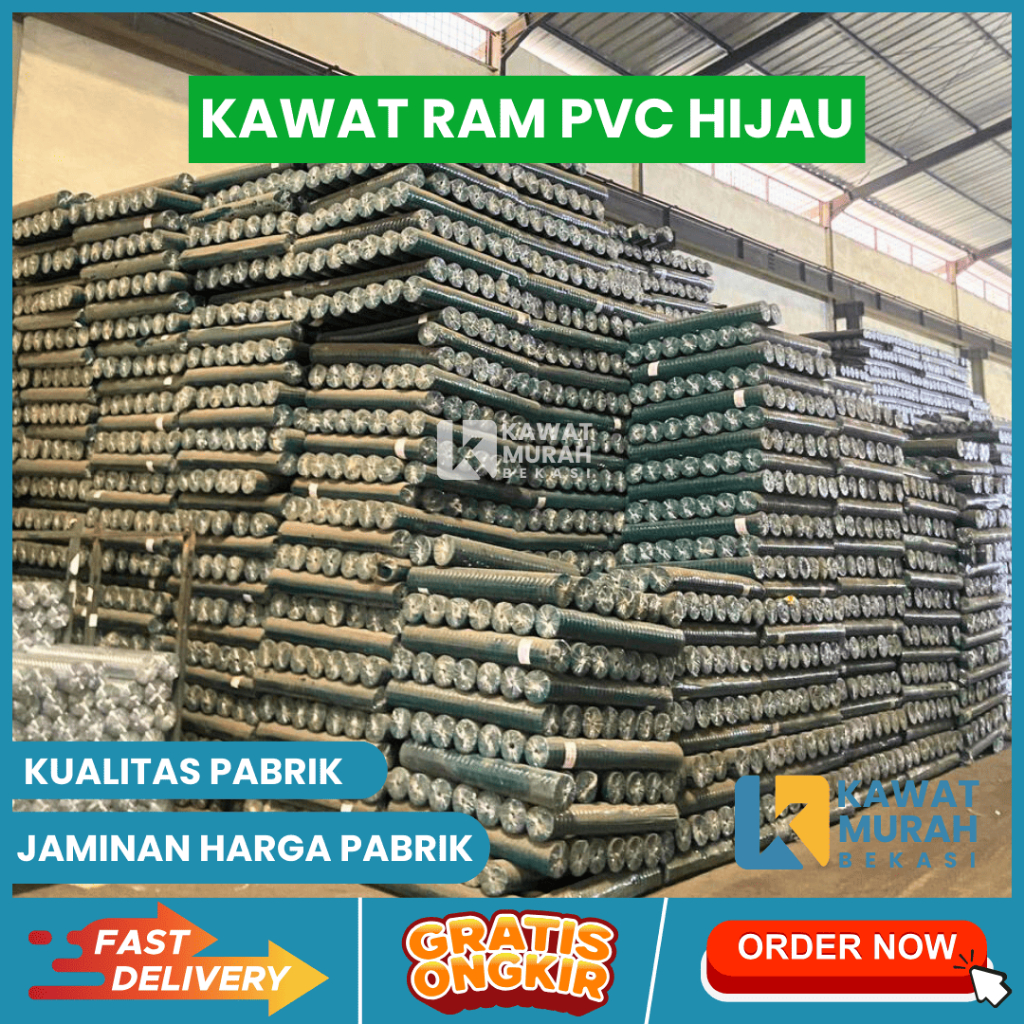 Kawat Ram PVC Hijau / Kawat Loket PVC SNI Tebal 1mm | Kandang & Pagar | Pabrikasi Kawat Murah Bekasi