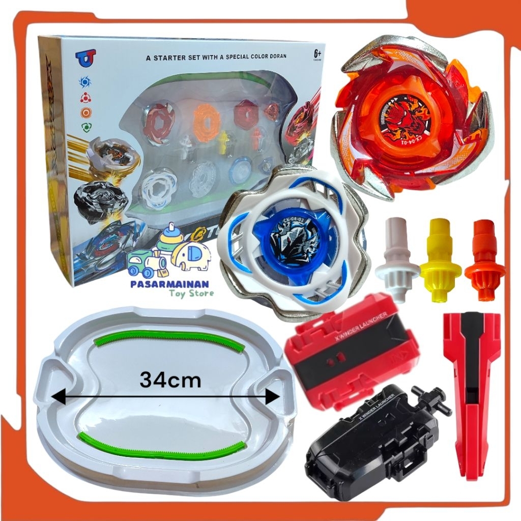 Mainan Gangsing X Topgyro 2in1 Set Arena Bermain Launcher Handgrip Cx-01 CX-02