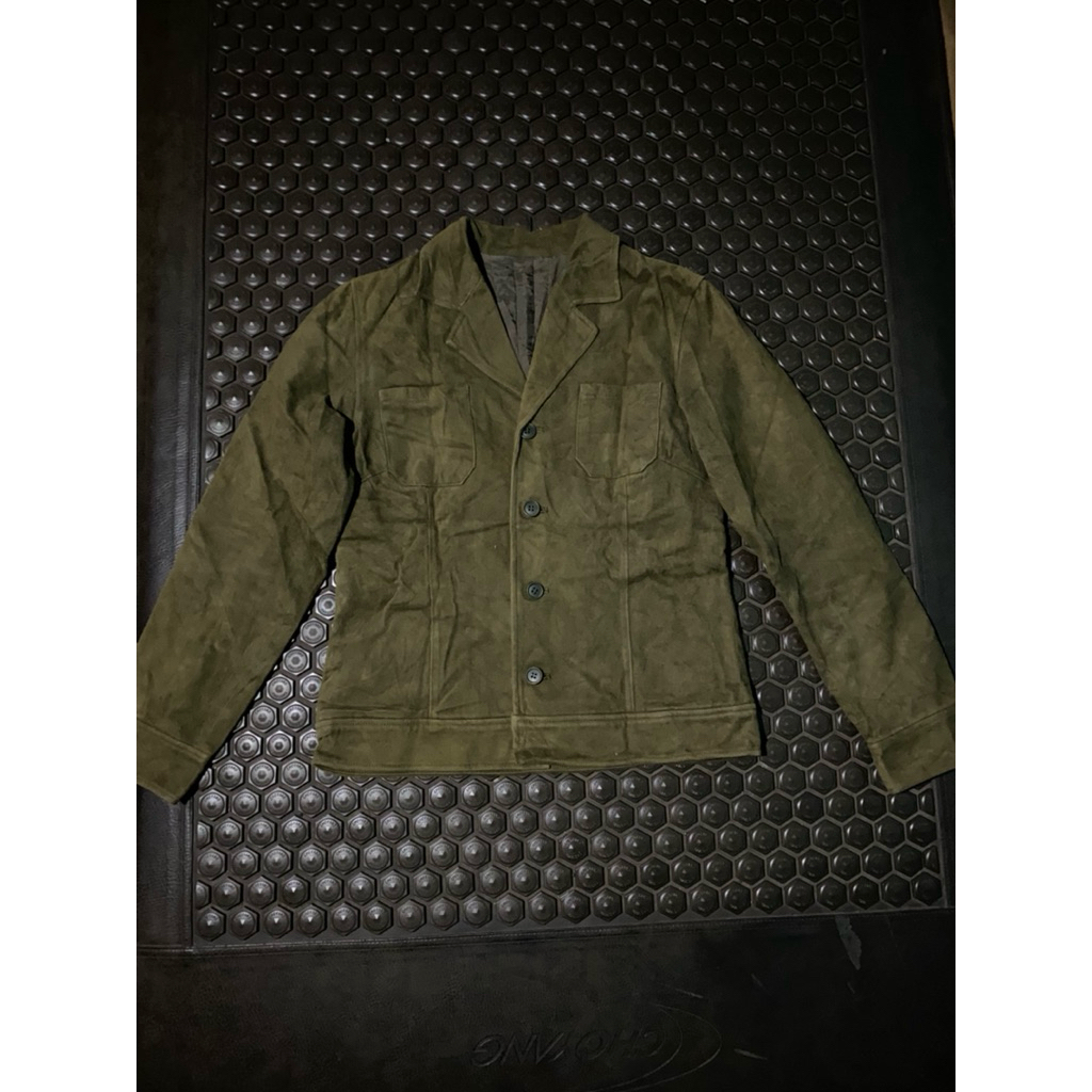 OUTER CROPTOP BLAZER VELVET + DENIM ZIO Made in JAPAN HIJAU ARMY MEWAH BRANDED