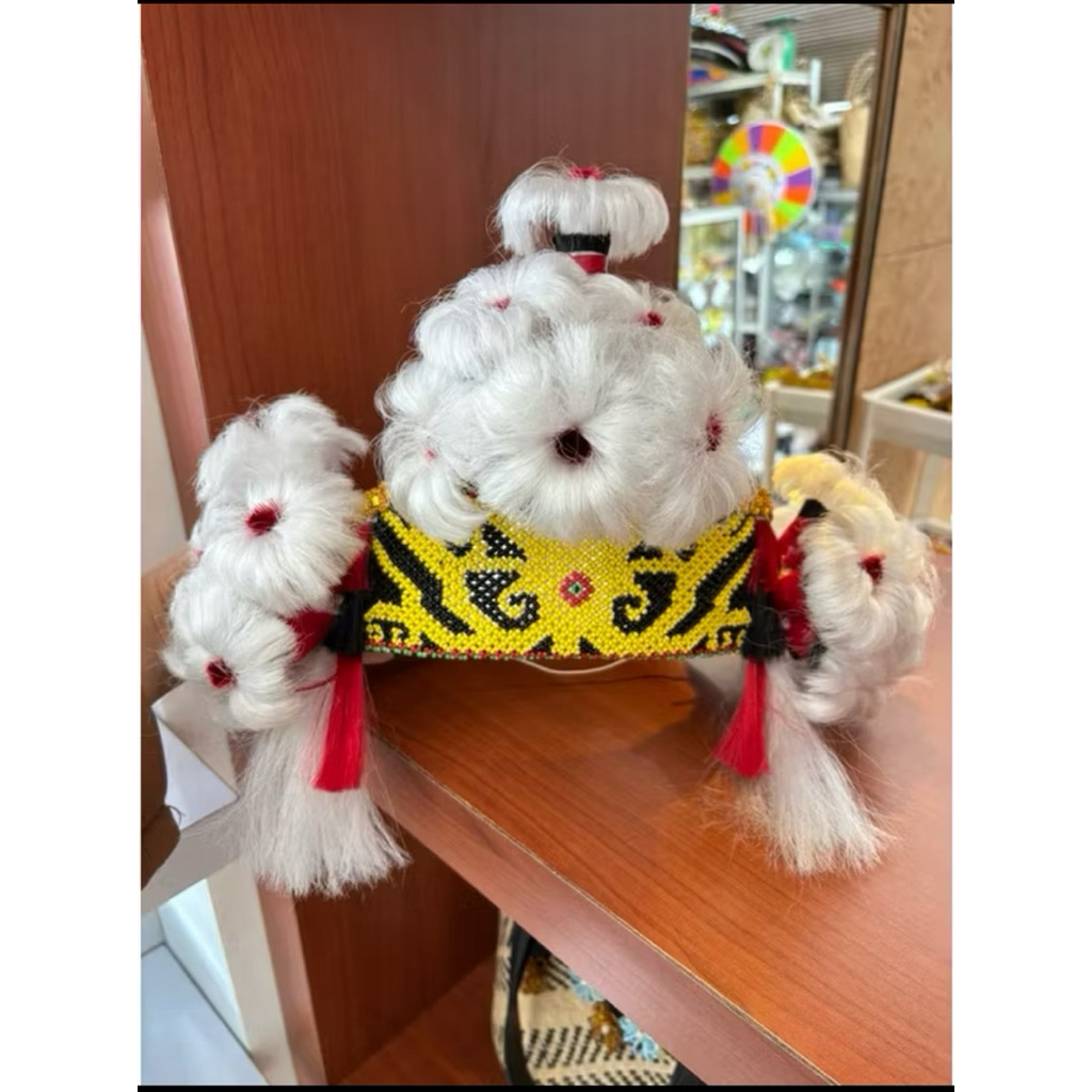 KAYAN ART - BLUKO / TOPI TARI WANITA ADAT DAYAK KALIMANTAN / TOPI BLUKO WANITA / TOPI BULU WANITA DA