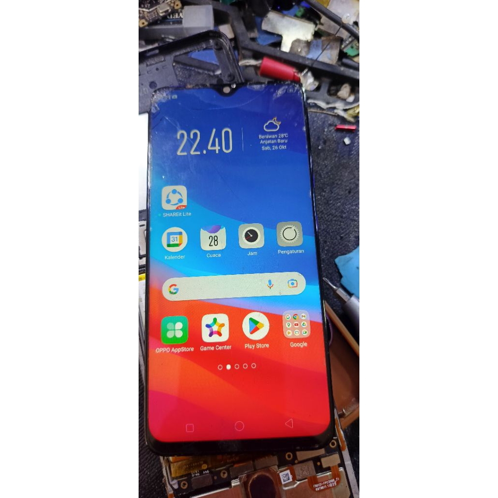 LCD OPPO F9 ORIGINAL MINUS // BAHAN REPAIR GLASS