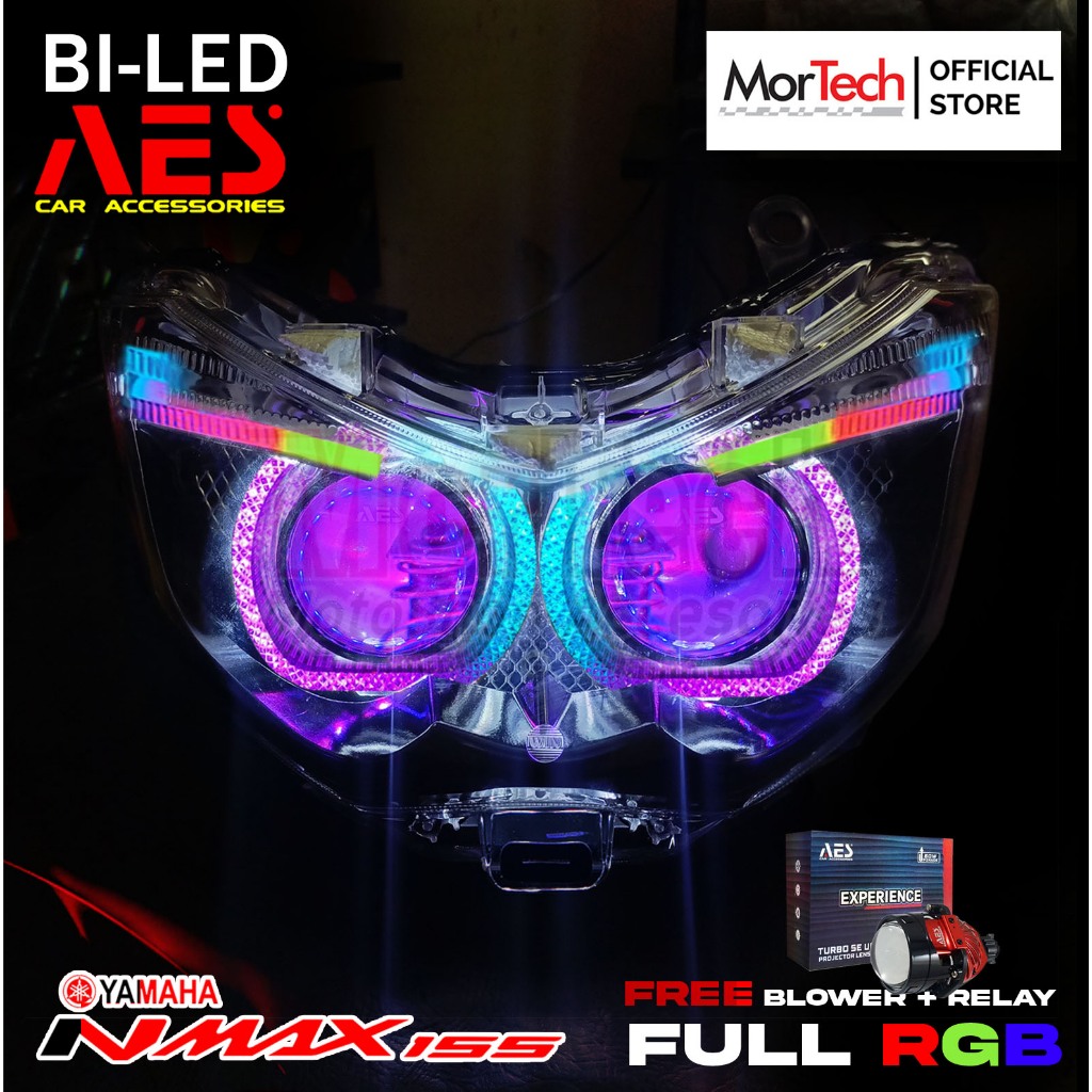 Projie Biled NMAX Old Double Biled 2 Lampu Full RGB Bi-LED AES Turbo SE Experience 60watt Plus Shrou