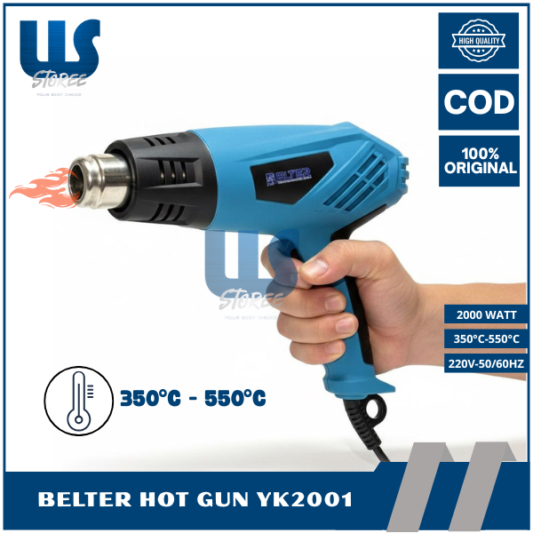 BELTER Hot Gun Air 2000Watt Mesin Pemanas Plastik Sticker Heat Gun