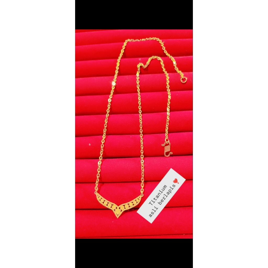 kalung vuji titanium asli berlapis emas asli 23 karat kait S