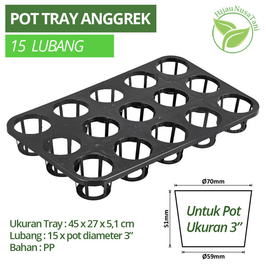 POT TRAY SEMAI ANGGREK 15 LUBANG [ 15 x Pot 3" ] - traypot wadah semai bibit seedling anggrek remaja