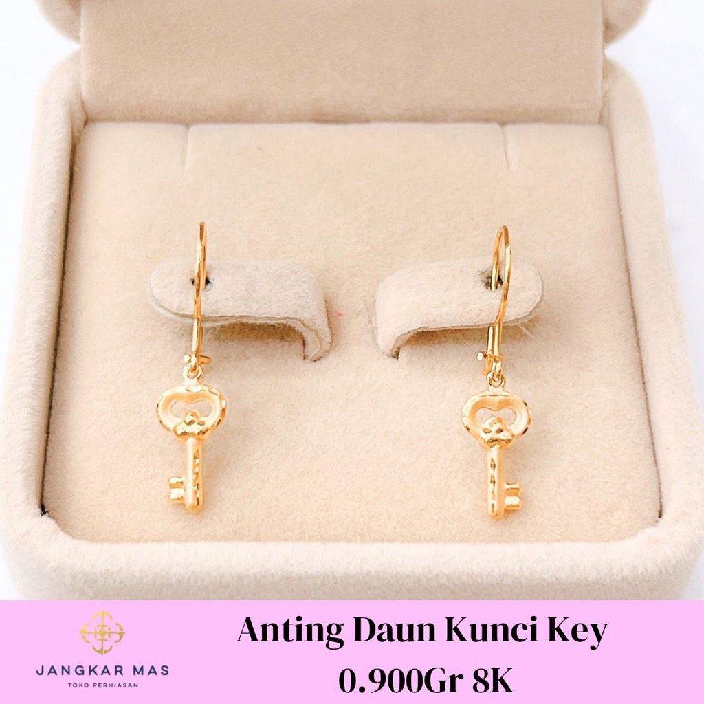 ANTING DAUN EMAS VRS KUNCI KEY BERAT 0.900GR KADAR 8K