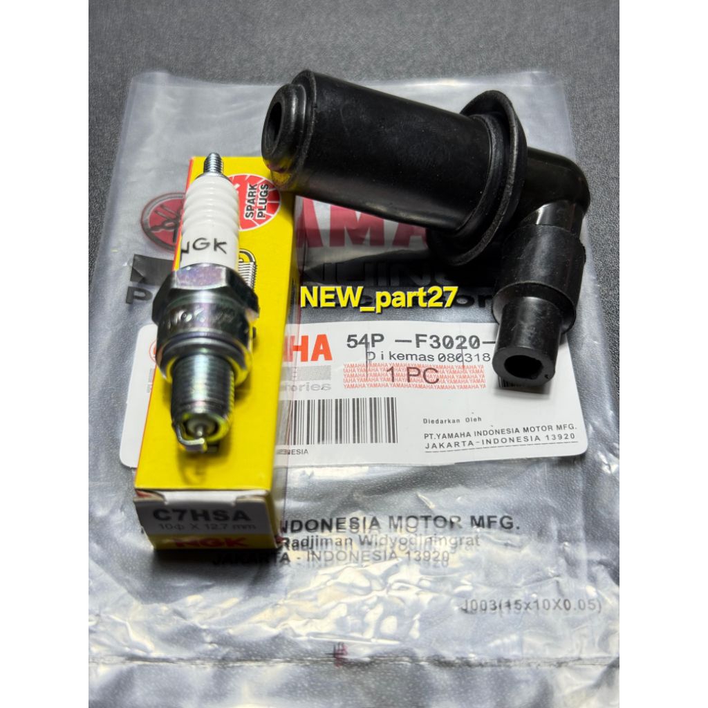 Tutup/cop busi + busi NGK pendek Mio j/Mio GT/soul GT/Fino injeksi/x ride/Mio m3/Mio s/Mio 125