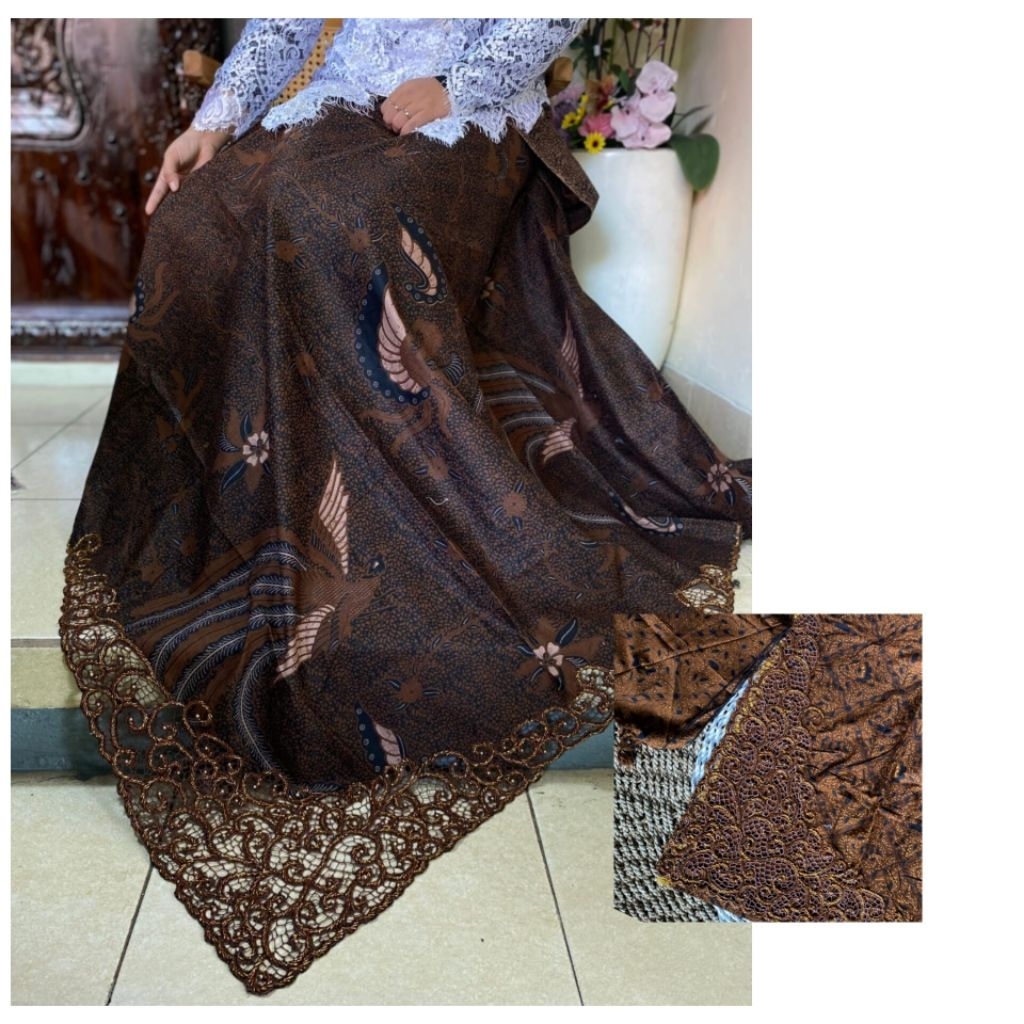 Set Kain Lembaran / Kamen Motif Batik + Selendang | kain batik bordir payet premium