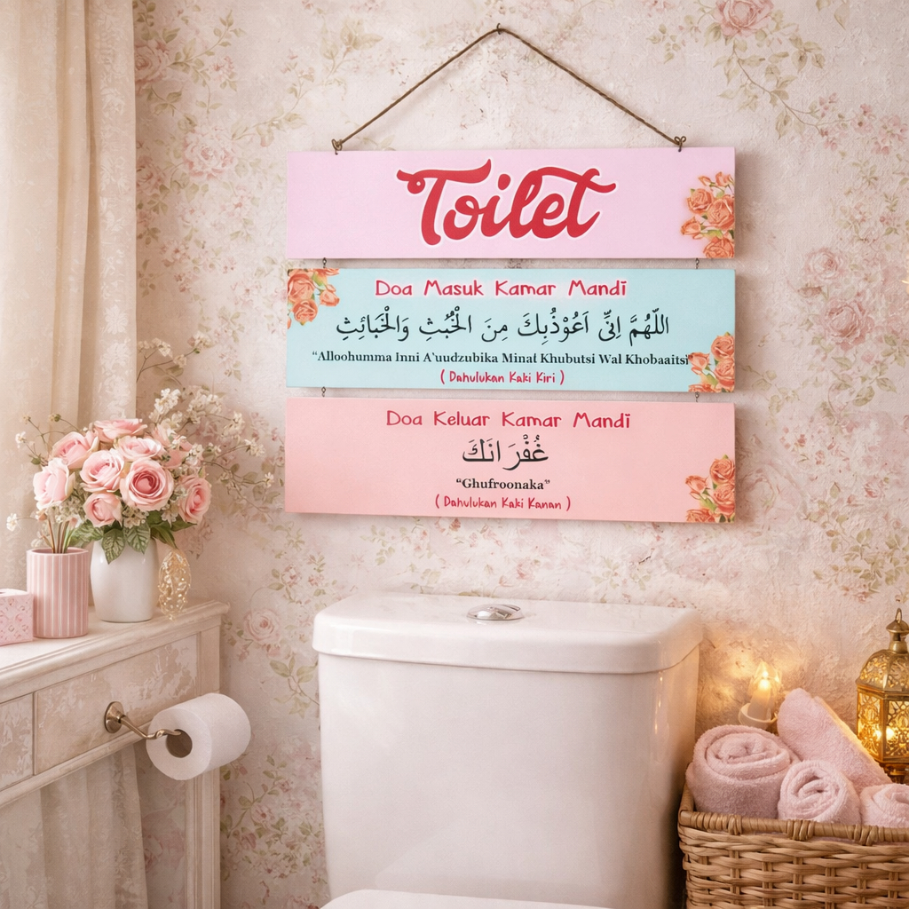 PSO Hiasan Dinding Rumah Pajangan Dekorasi Wall Decor Susun Toilet Doa Masuk Kamar Mandi Ghufroonaka