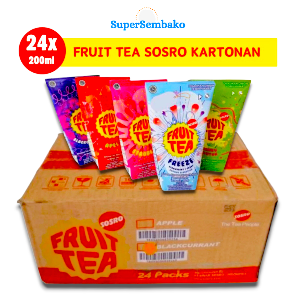 Minuman Teh Buah Fruit Tea Pouch 200ml 1 Dus Karton Krat Isi 24 Pcs Grosir Instant Depok