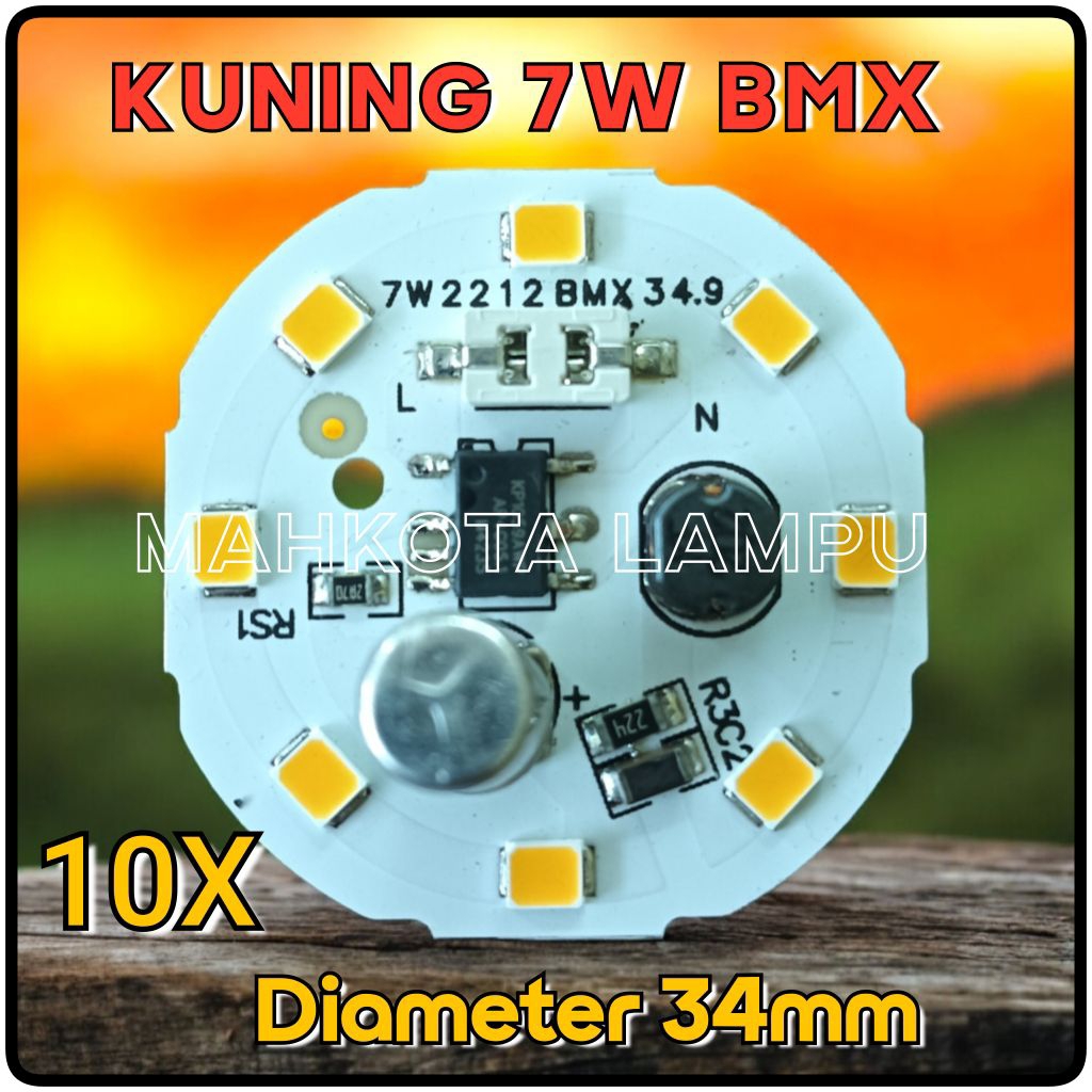 ( 10x ) PCB LAMPU LED 7W BMX KUNING D-34mm