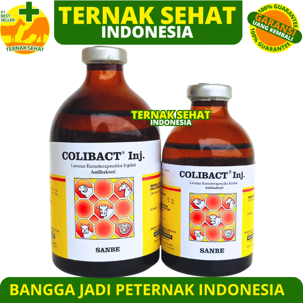 COLIBACT INJ 50ML COLIBACT INJ 100ML SANBE - Obat Hewan Antibakteri Pencernaan Ternak Sapi Kambing