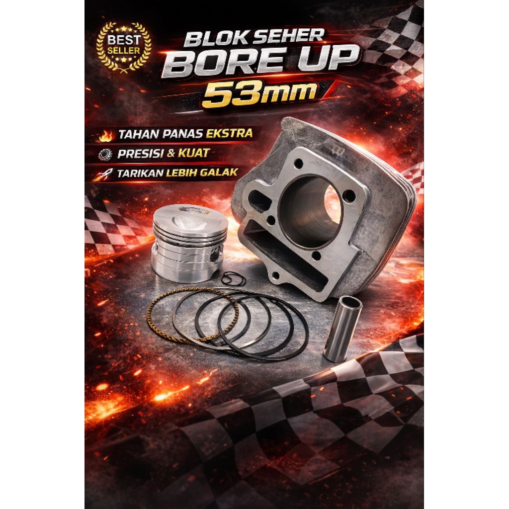 Blok Seher Bore Up 53mm 110cc Racing Supra Fit Revo Legenda | Presisi & KuatBore Up
