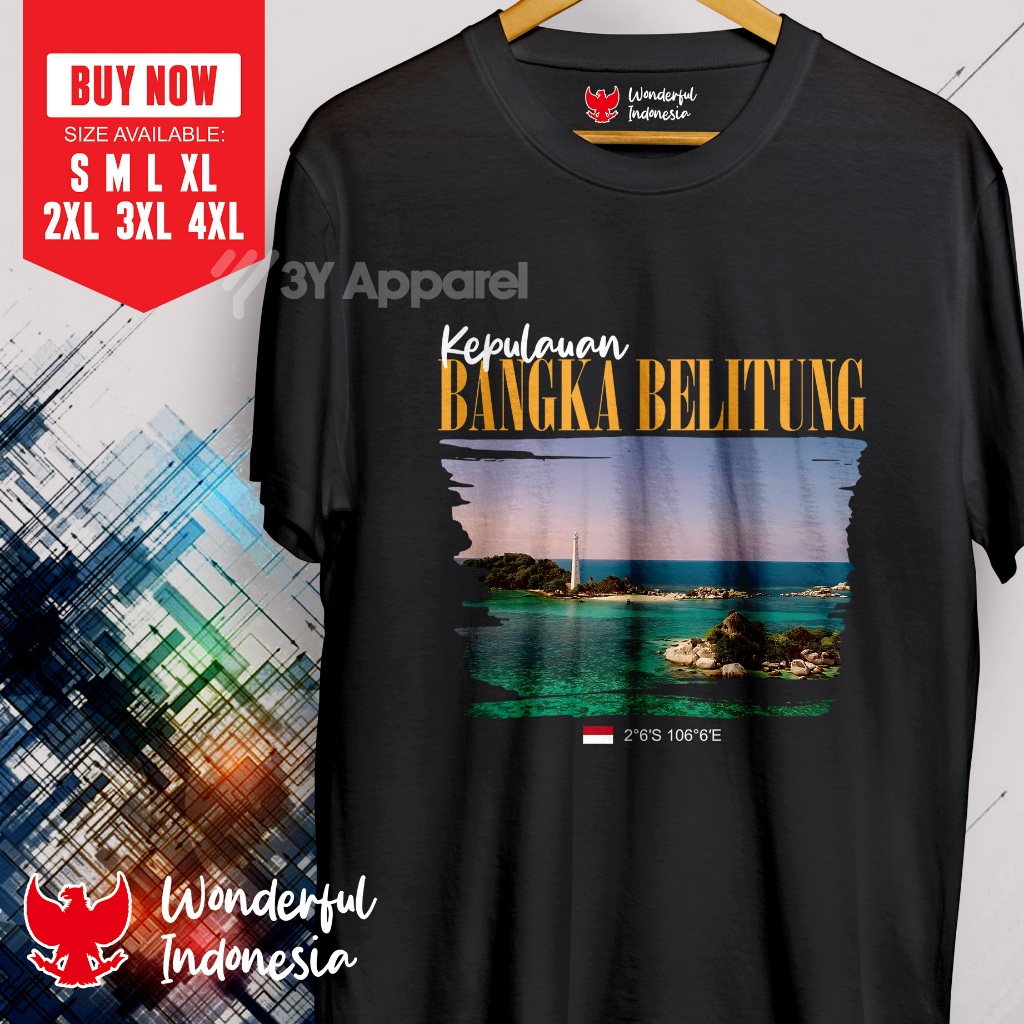 KAOS OLEH-OLEH BANGKA BELITUNG DANAU KAOLIN PULAU HOLIDAY LIBURAN KELILING INDONESIA / 3Y APPAREL / 