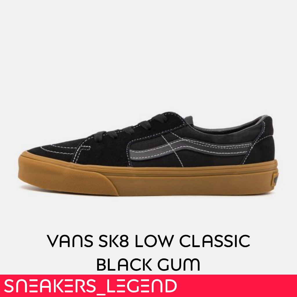 Vans Sk8 Low Classic Black Gum Original 100% Free Paperbag Sticker Cod Bnib Garansi Ori Tembus