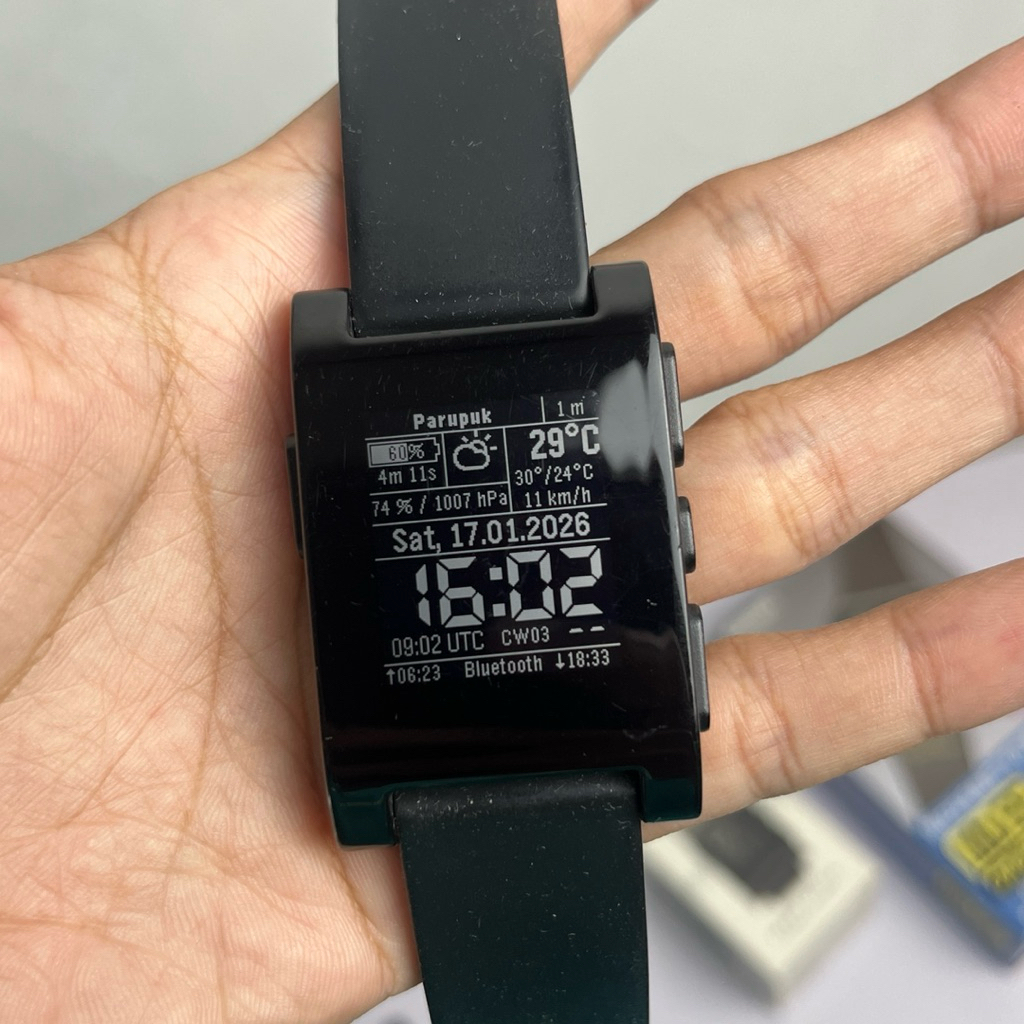 Jam Tangan Pebble Classic Smartwatch Hitam Lengkap