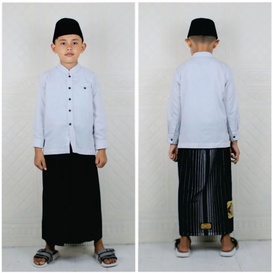 Sarung Wadimor Junior Garis Tumpal Anak Remaja Hitam Polos