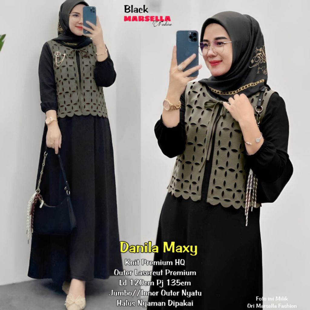 DAIRA DANILA JAYA DANIA MAURA KARINA DRESS MAXY KNITE PREMIUM ORI BY MARSELLA VINSTORE  // GAMIS SIM