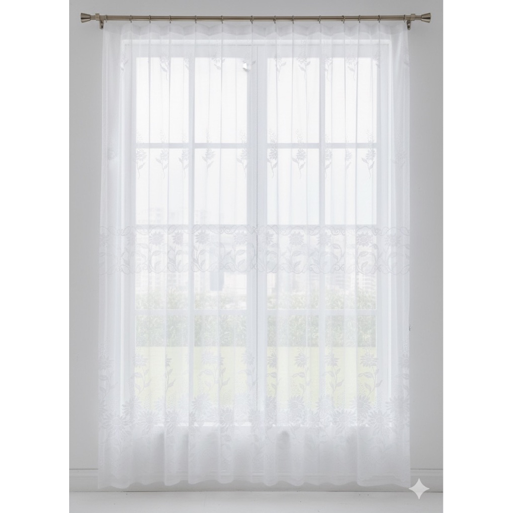 Vitrase gorden motif bunga matahari polos putih Gorden jendela Gorden Pintu Gorden Siang