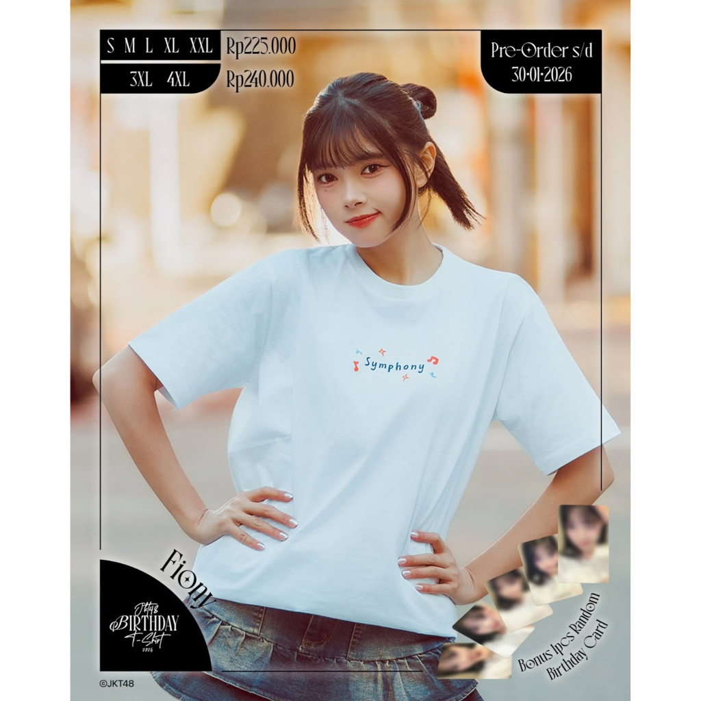 Kaos JKT48 Birthday T-Shirt Fiony Alveria 2026 Free Stiker/PC - Putih