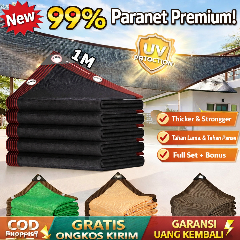 COD 2026 paranet99% anti uv sunshade net Lebar 2/3/4/5/6 Meter paranet 95%tanaman paranet anti panas