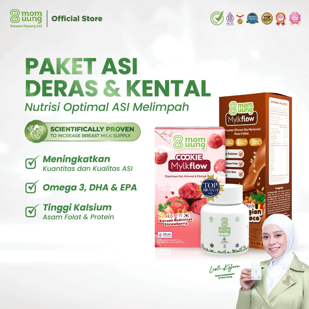 Mom Uung Paket ASI Deras & Kental - ASI Booster + Susu Mylkflow 5 Sachet + Cookie Mylkflow - Pelanca