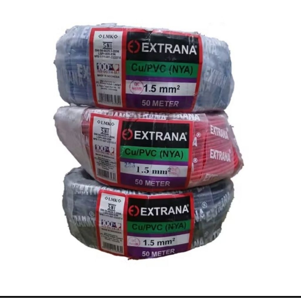 kabel engkel extrana nya ukuran 1x1,5 50m