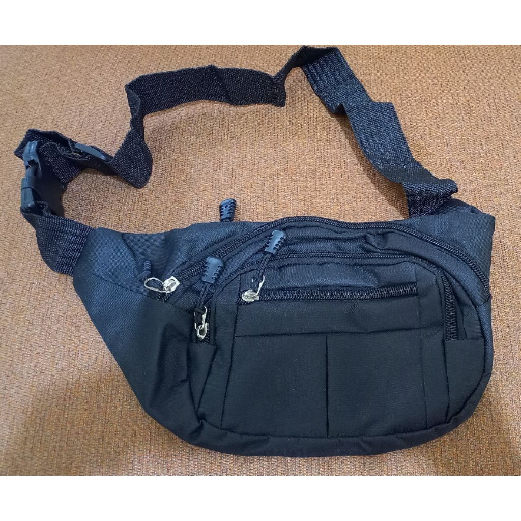 TAS SELEMPANG PRIA HITAM TAS WAIST BAG PRIA HITAM ANTI AIR