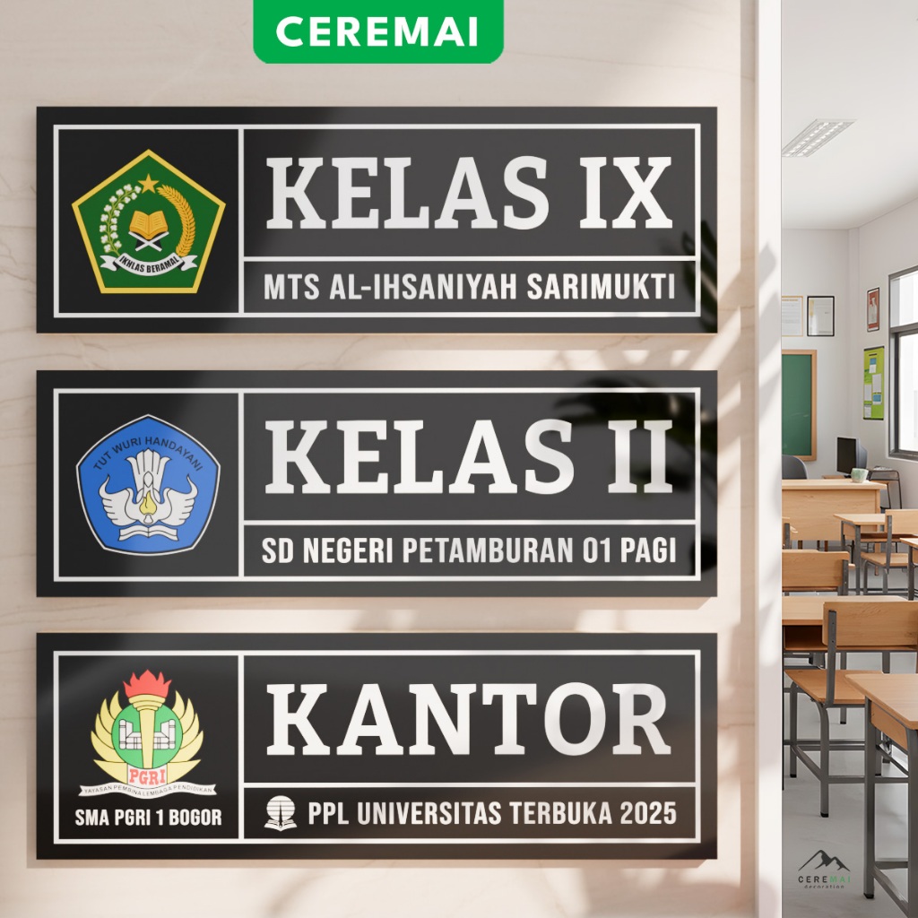 PAPAN NAMA PENANDA RUANGAN KELAS BELAJAR SEKOLAH UNIVERSITAS PETUNJUK TEMPAT