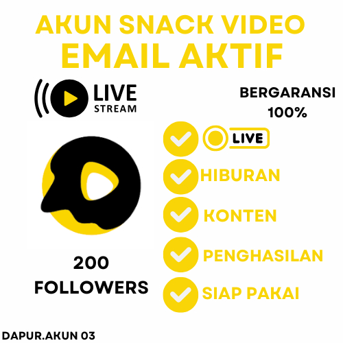 AKUN SNACK VIDEO EMAIL AKTIF 200 - 1K FOLLOWER SIAP PAKAI DAN AMAN