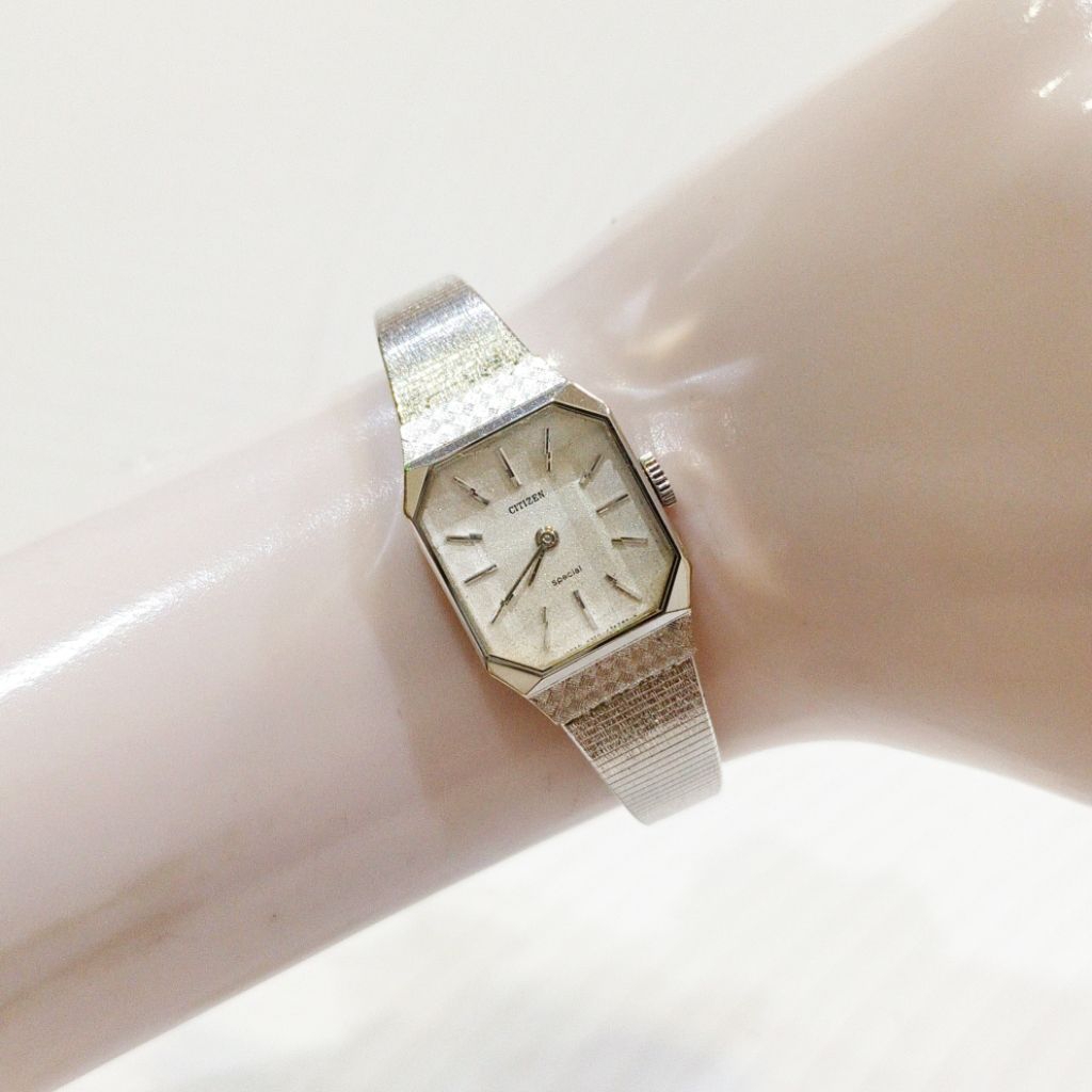 Jam Tangan Citizen Special Vintage Square Glittered Dial Manual Winding Watch Antik Kuno Wanita Ori