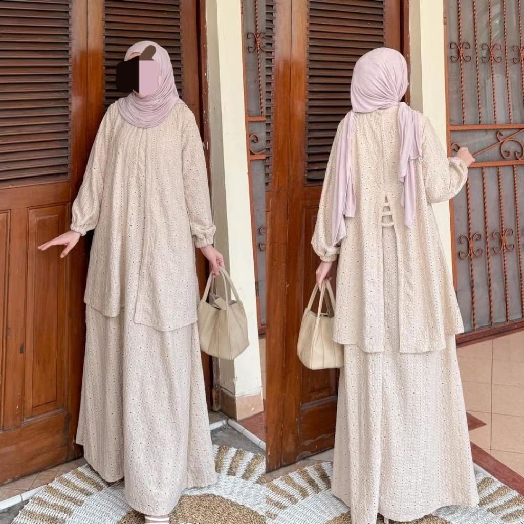 Joley Cloth - Setelan Gamis Busui Wanita Muslim Wudhu Friendly, Bahan Lembut Flowy