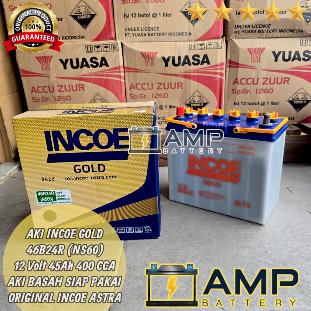 Aki Mobil APV/Carry/Granmax/Luxio INCOE NS60 GOLD HYBRID 45Ah Original