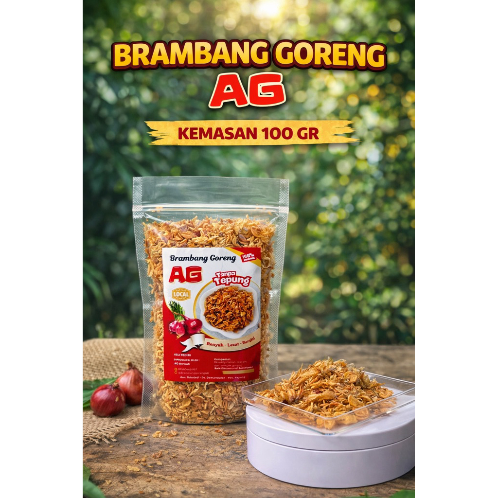 Kemasan Refil 100 gr || Brambang Goreng AG Berkah || Bawang Goreng ASLI KEDIRI TANPA TEPUNG || ORIGI