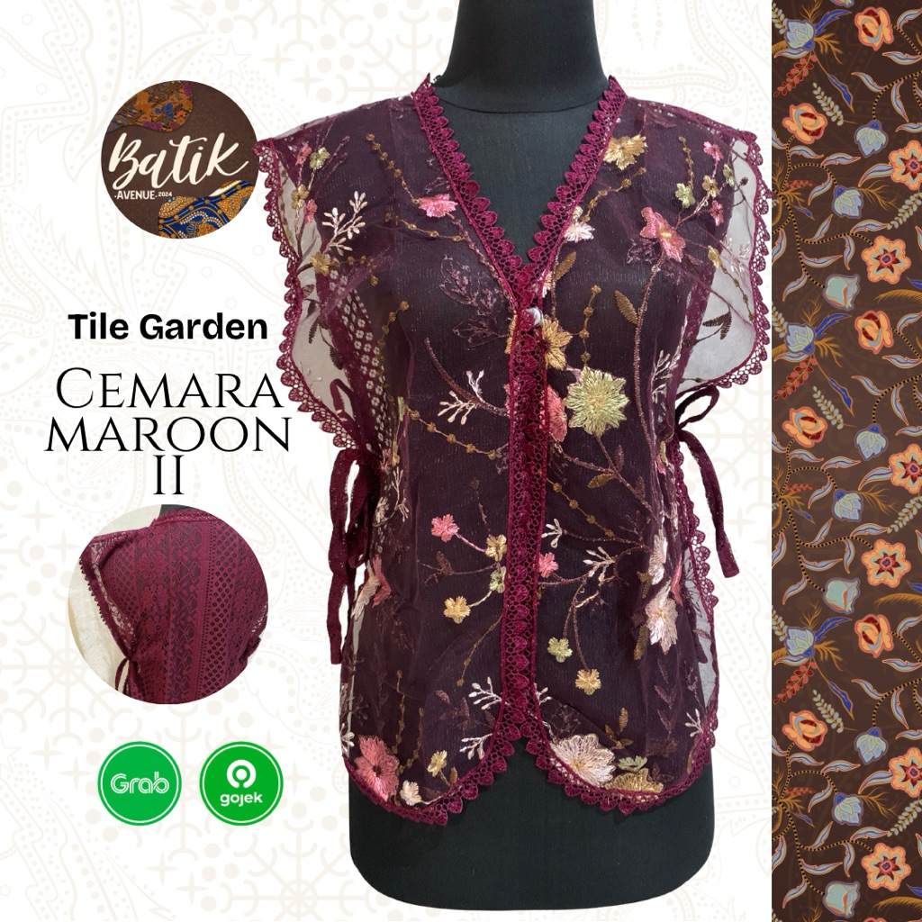 Vest Tile Garden Premium - Cemara Maroon II / Atasan Wanita / Outer Kondangsn / Baju Lebaran