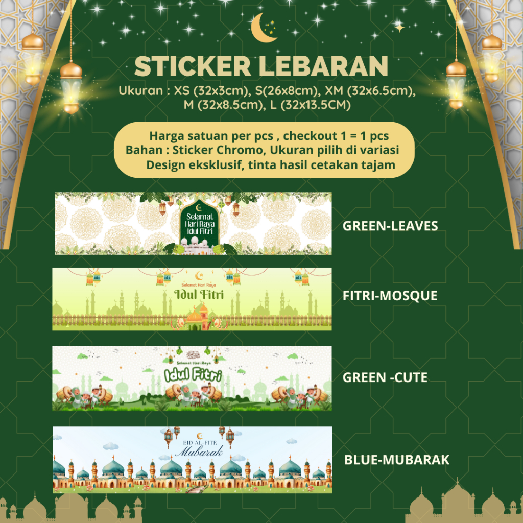 Stiker Idul Fitri Sticker Lebaran Label Snack untuk Paket Kemasan Hampers / Souvenir / Giftbox / Top