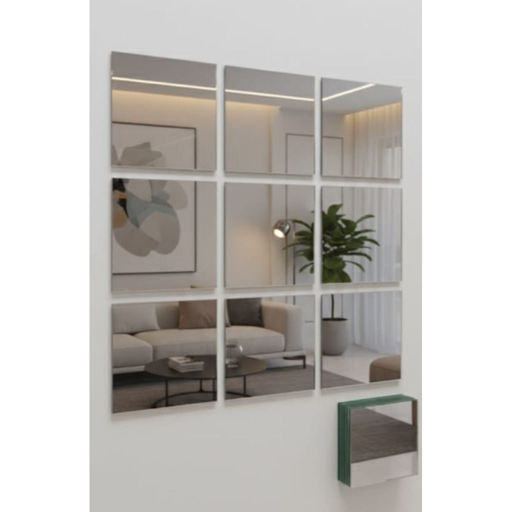 Cermin Dinding Tempel 30x30cm ukuran 3 mm (CERMIN ASLI) Cermin Fullbody Cermin Aesthetic Hiasan dind