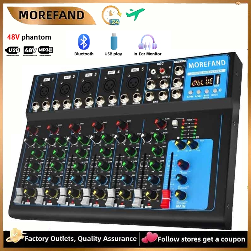 MOREFAND AUDIO MIXER profesional 4/7-channel RE405 Penguat sinyal USB Penguat KTV Penguat kinerja Pe