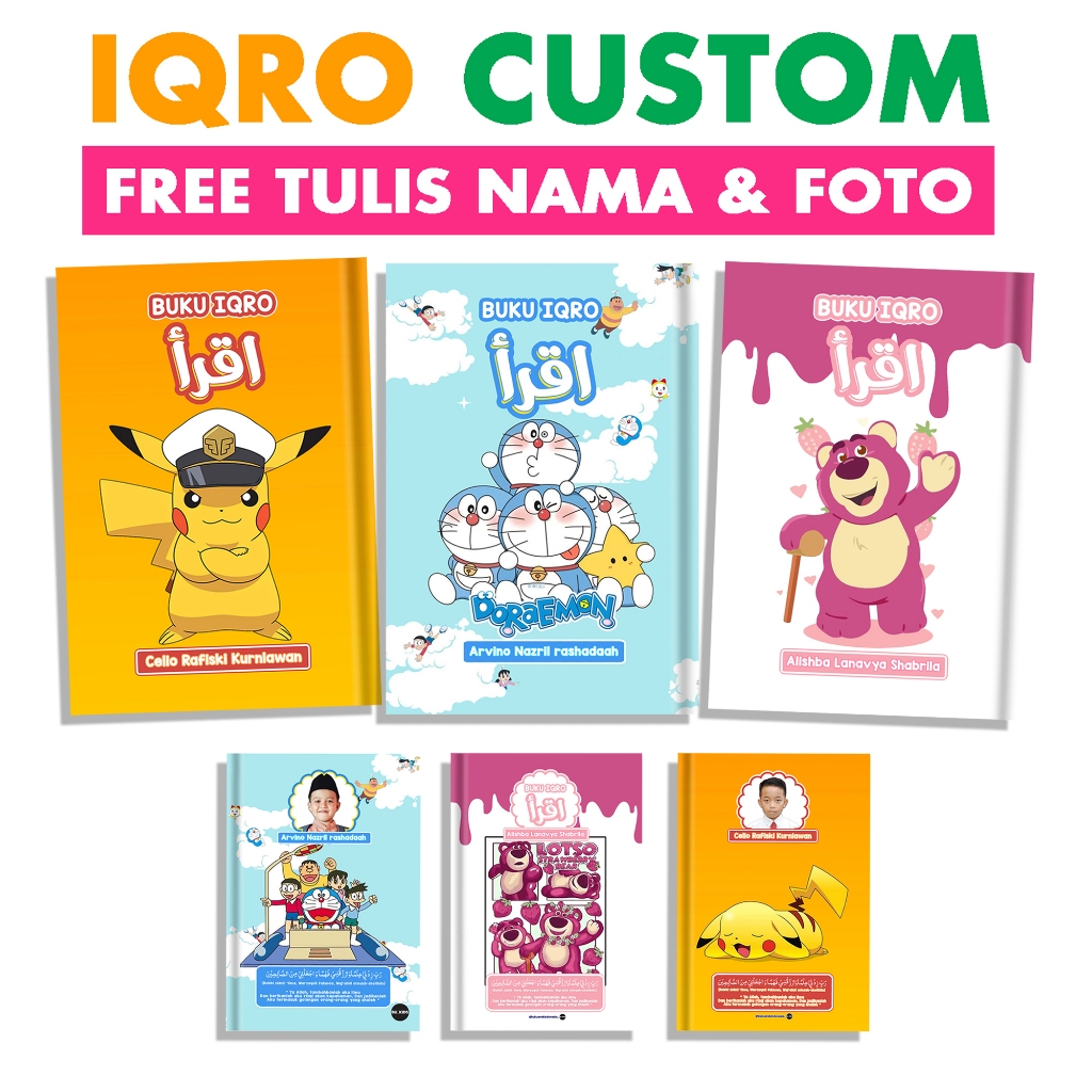 Buku Iqro Anak Custom Nama Dan Foto Iqra Anak Berwarna Hard Cover