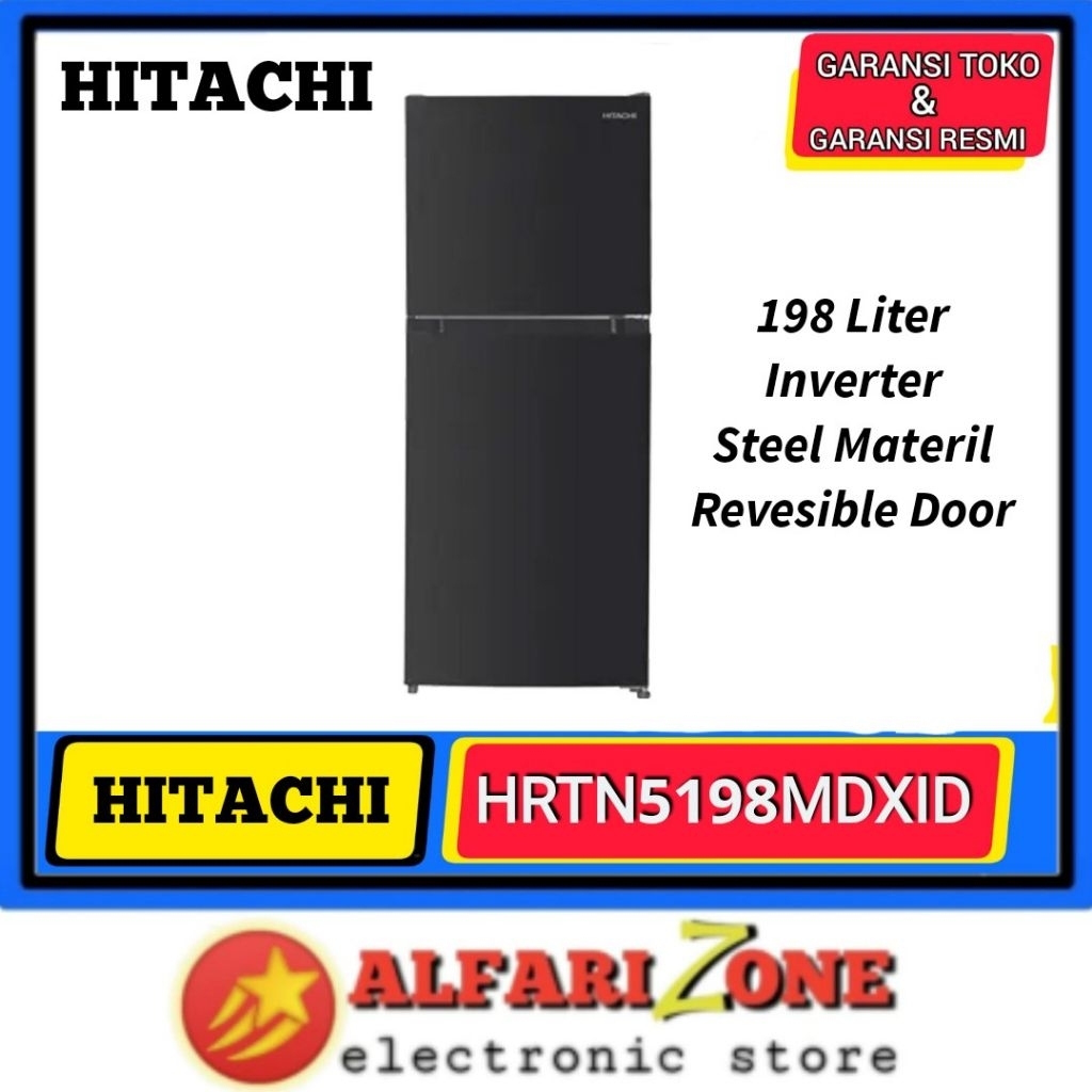 Kulkas 2 pintu Inverter HITACHI HRTN5198MDXID Black Kulkas Hitachi 2 pintu Hitachi HRTN5198MXID HRTN