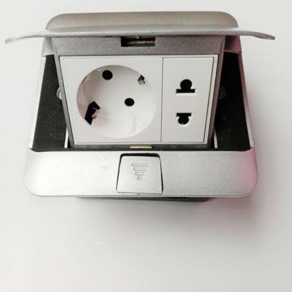 Stop Kontak Lantai Legrand 2Pin Stop Kontak Bulat + Stop Kontak Universal