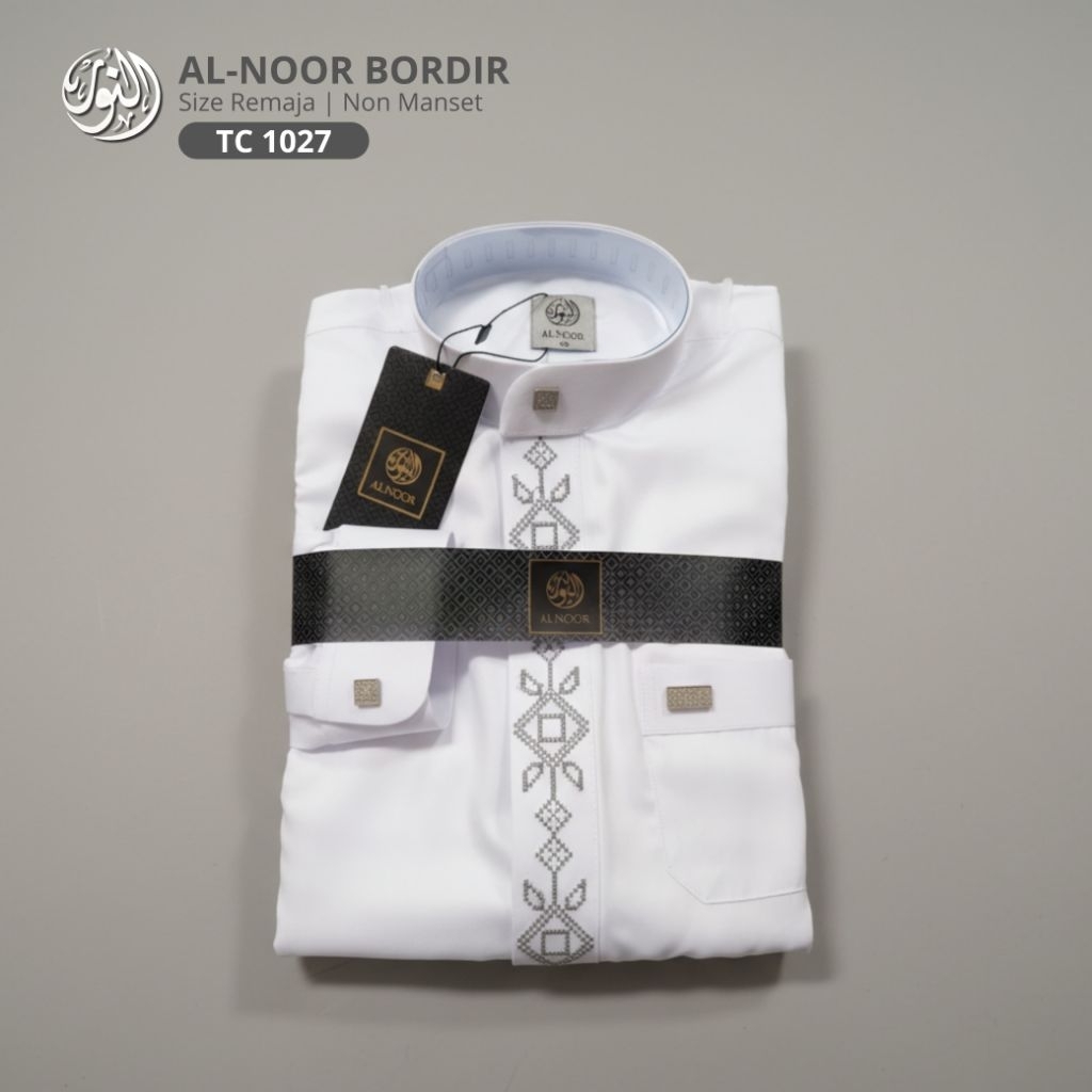 JUBAH GAMIS AL NOOR BORDIR REMAJA PUTIH/HITAM/WARNA SIZE 40-50