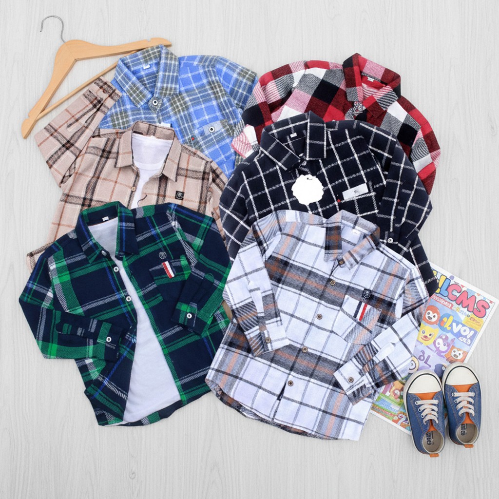 Kemeja Anak Laki-Laki Kemeja Anak Panjang Kemeja Flanel Anak Kemeja Anak Tanggung