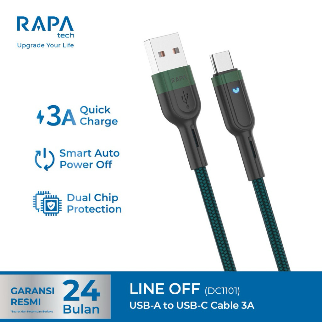 RAPAtech Line Off Data Cable Auto Power Off Kabel iPhone dan Samsung